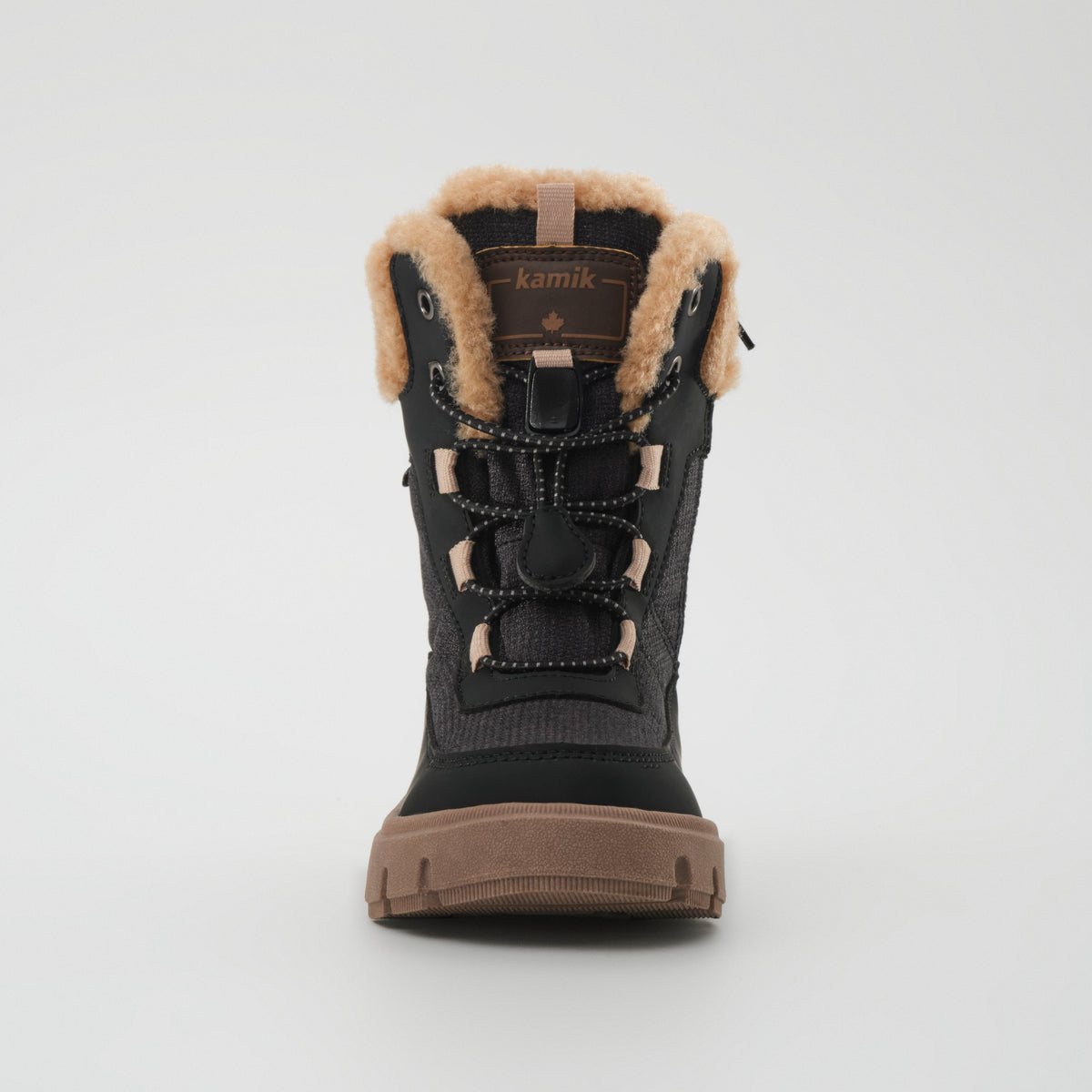 Black-Brown : Seeker F Kids Winter Boots - Front View
