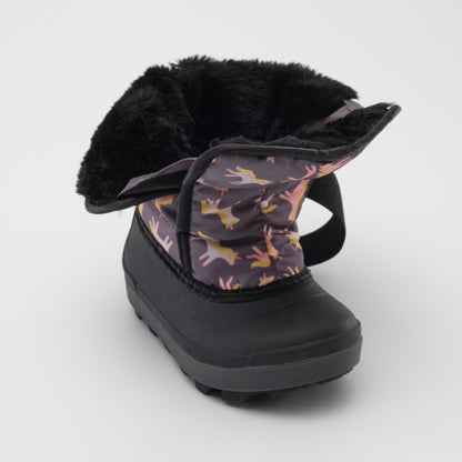 Charcoal : Snowbug 7 Print Toddlers Winter Boots - Three-Quarter Front View