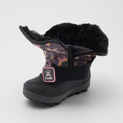 Charcoal : Snowbug 7 Print Toddlers Winter Boots - Three-Quarter Front View