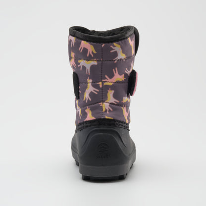 Charcoal : Snowbug 7 Print Toddlers Winter Boots - Back View