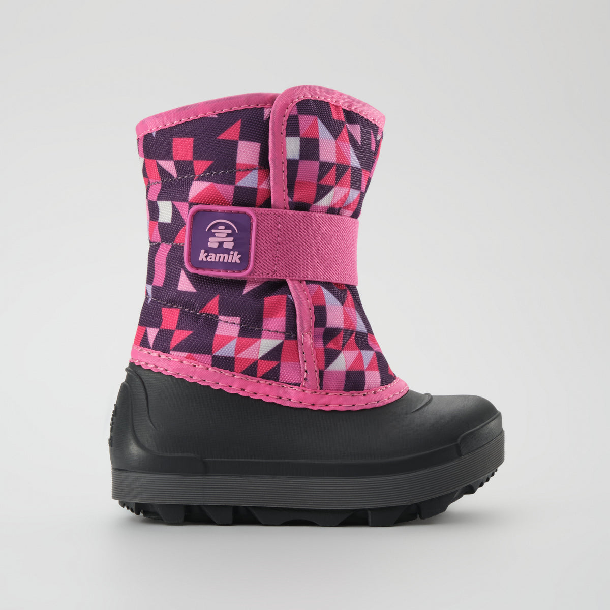 Purple-Pink : Snowbug 7 Print Toddlers Winter Boots - Side View