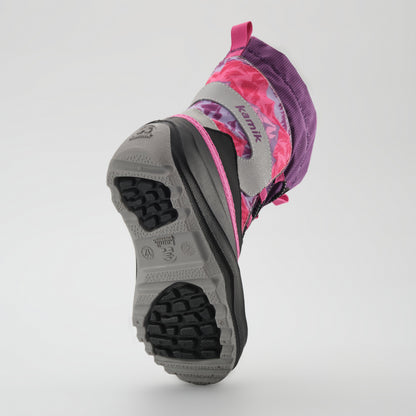 Purple-Pink : Snowfall P 3 Kids Winter Boots - Outsole View